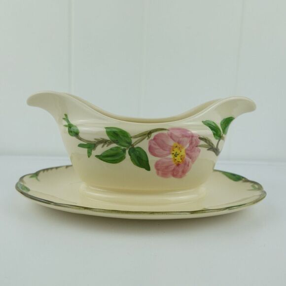 Franciscan Desert Rose Gravy Boat Underplate Attached Flying F 1979 - 1984 - Picture 2 of 13